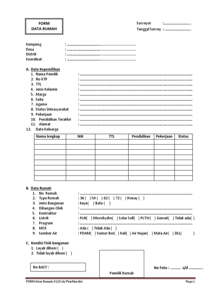 Maka pembuatan sop security gudang menjadi sangat krusial. Form Data Aset Rumah Pdf