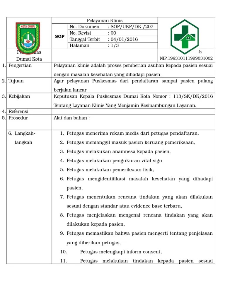 SOP Pelayanan Klinis | PDF