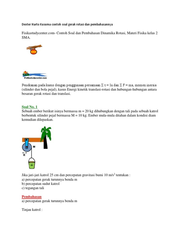 Contoh Soal Dan Pembahasan Gerak Translasi Dan Rotasi - Dapatkan Contoh