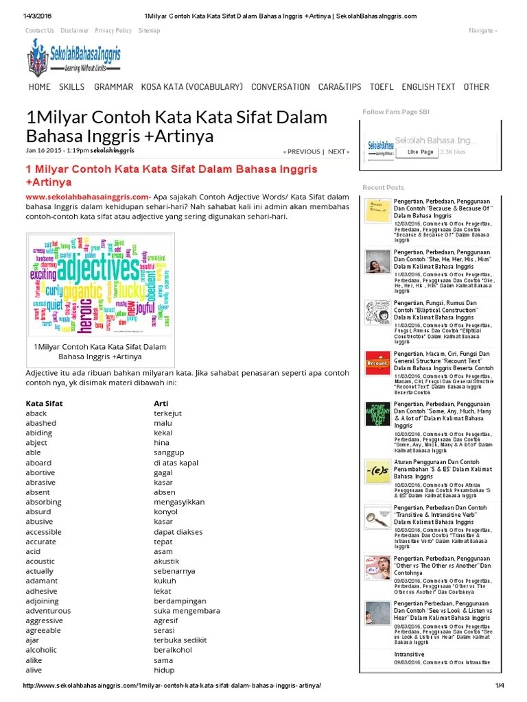 28+ Kumpulan Contoh Kata Sifat Dalam Bahasa Inggris Verb 1 2 3 Terlengkap -  Gokilkata2