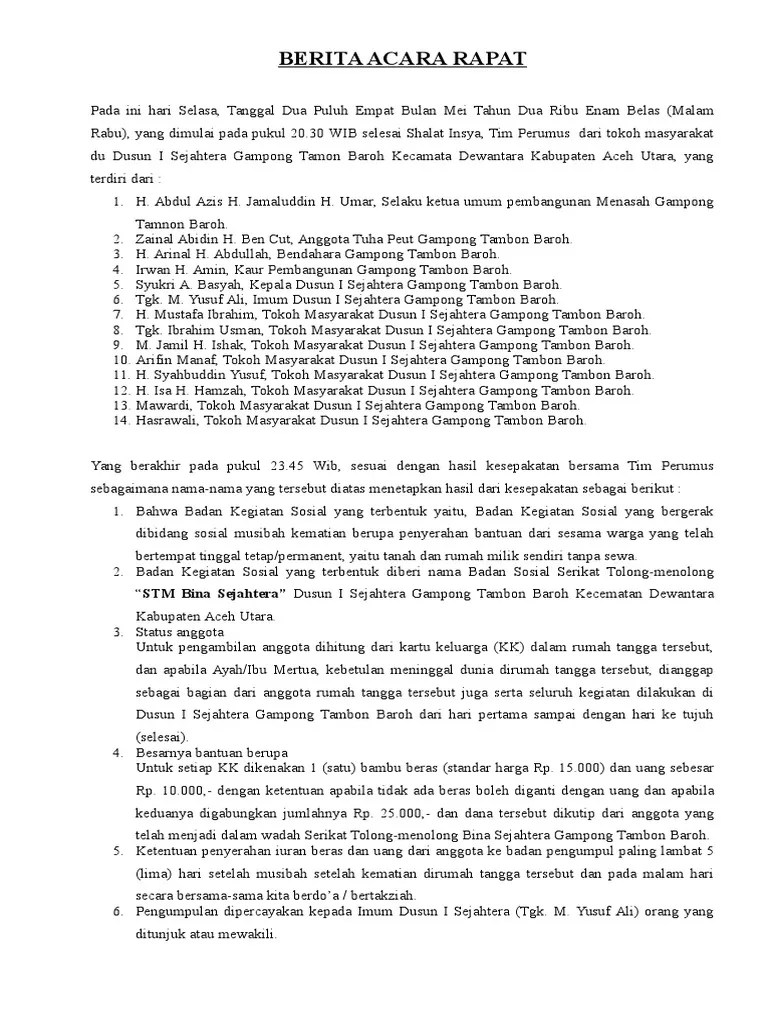 Berita Acara Rapat STM | PDF