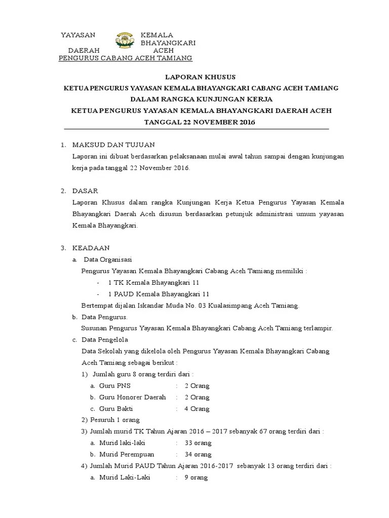 B) kunjungan kerja c) tatap muka. Laporan Khusus Pdf