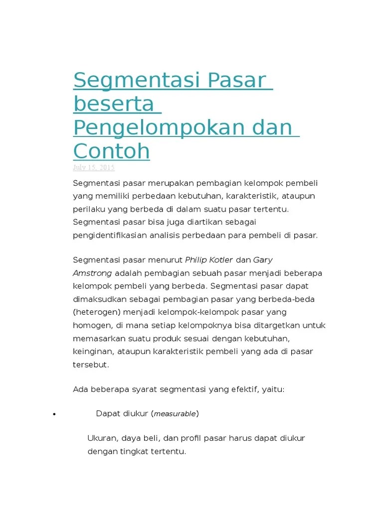 Dasar Segmentasi Pasar Konsumen | PDF