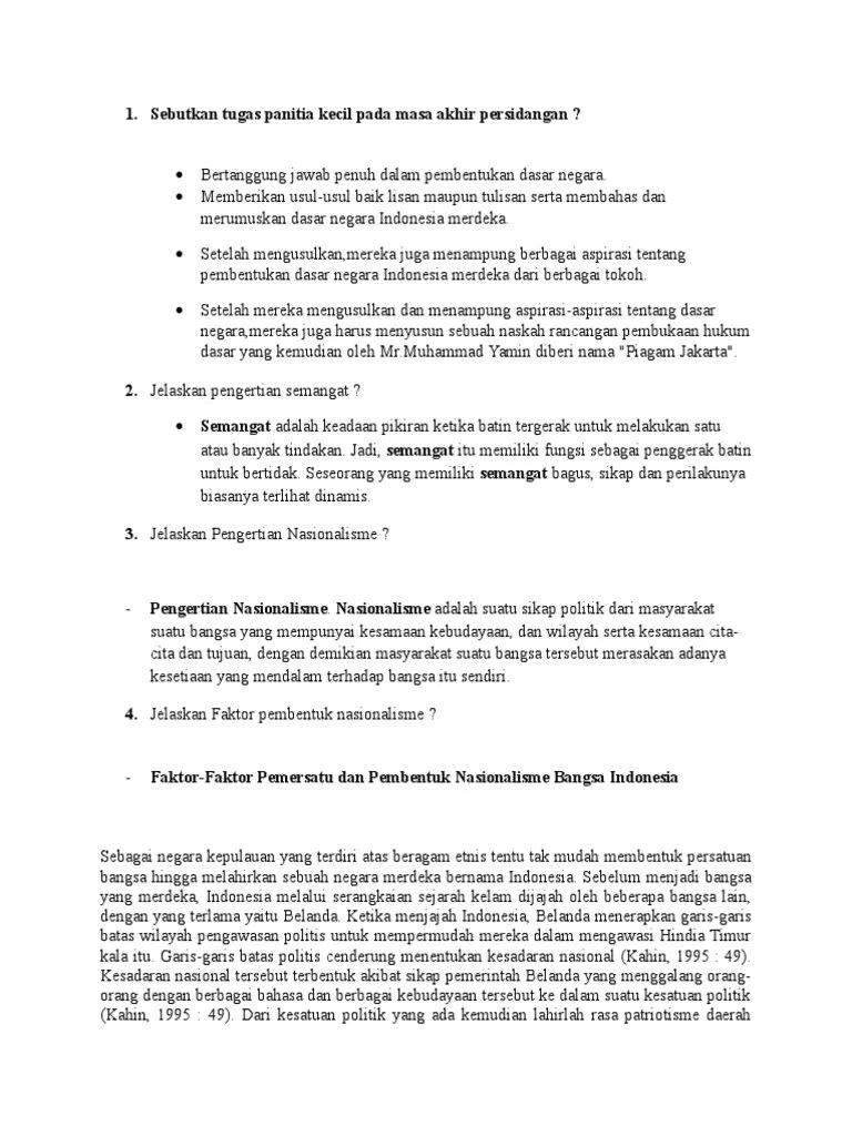 Tugas Dari Keanggotaan Panitia Sembilan Yang Dibentuk BPUPKI | PDF