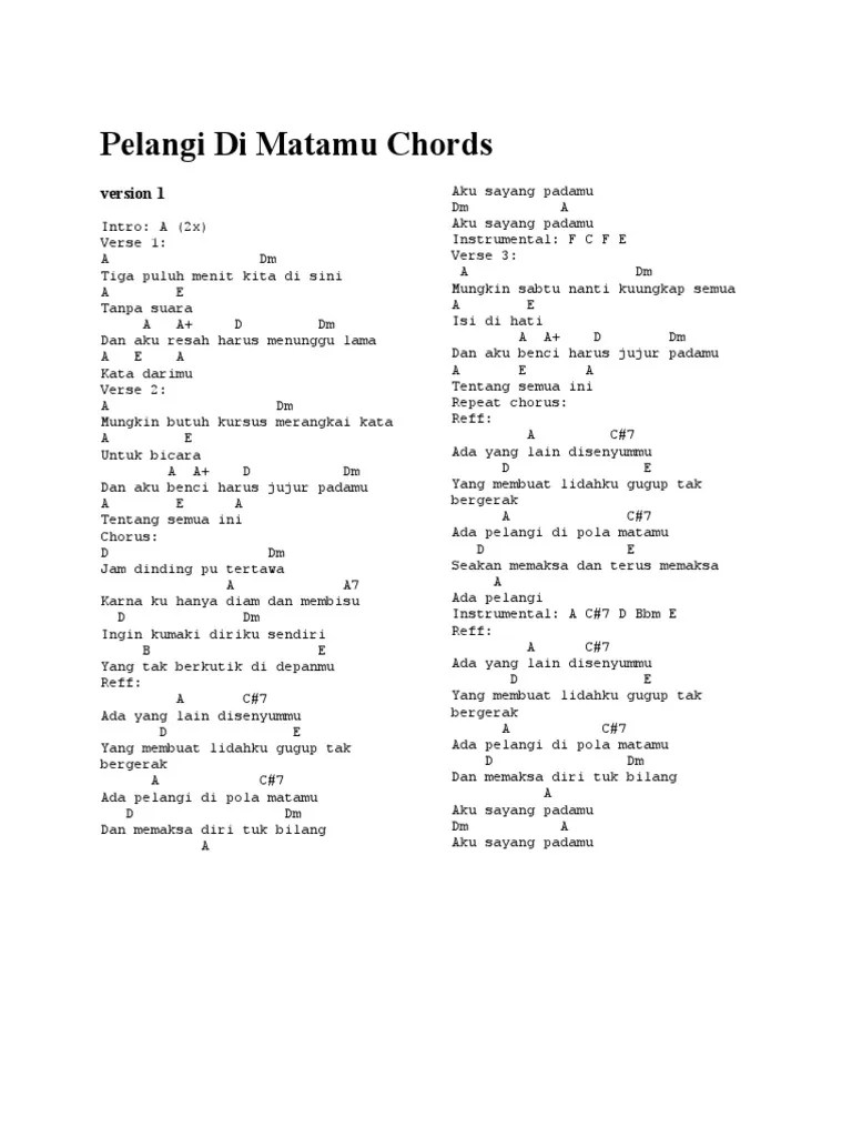 Pelangi Di Matamu Chords | PDF