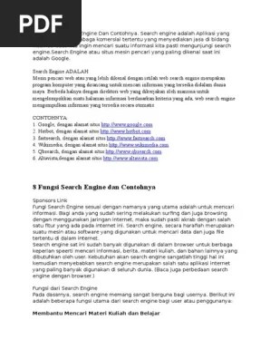 Pengertian Search Engine Dan Contohnya | PDF
