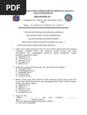 Soal ujian sekolah pendidikan agama kristen smp. Soal Agama Kristen Klas Xi Bab 1 2 Pdf