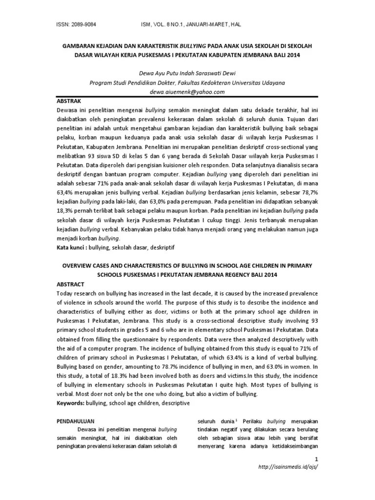 Role playing dalam mengurangi perilaku bullying pada. 1002006076 2 Jurnal Ayu Gambaran Kejadian Dan Karakteristik Bullying Pada Anak Usia Sekolah Di Sekolah Dasar Wilayah Kerja Puskesmas I Pekutatan Kabupaten Jembran Pdf