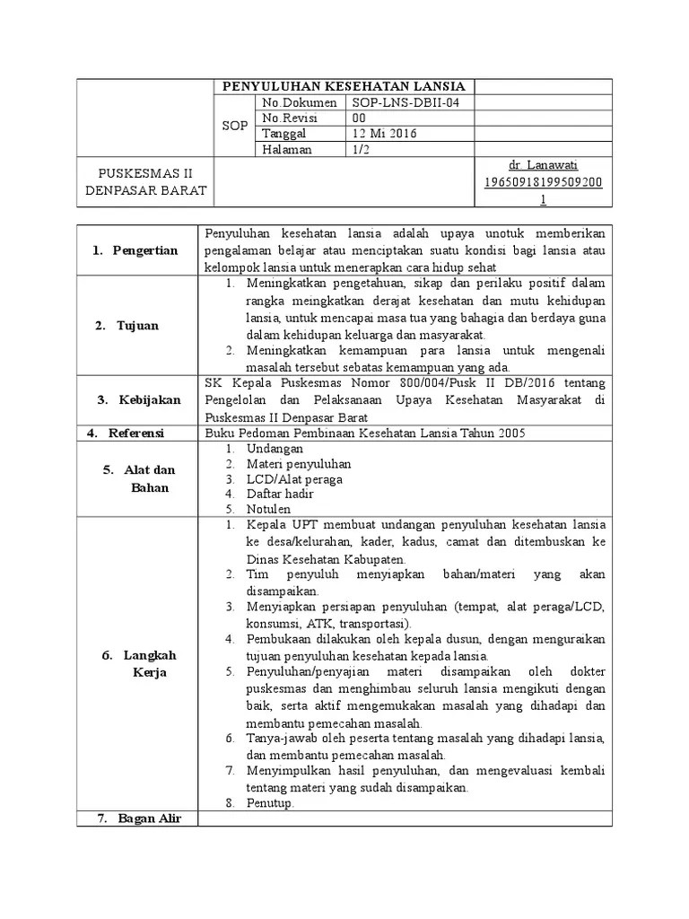 Sop Penyuluhan Lansia | PDF