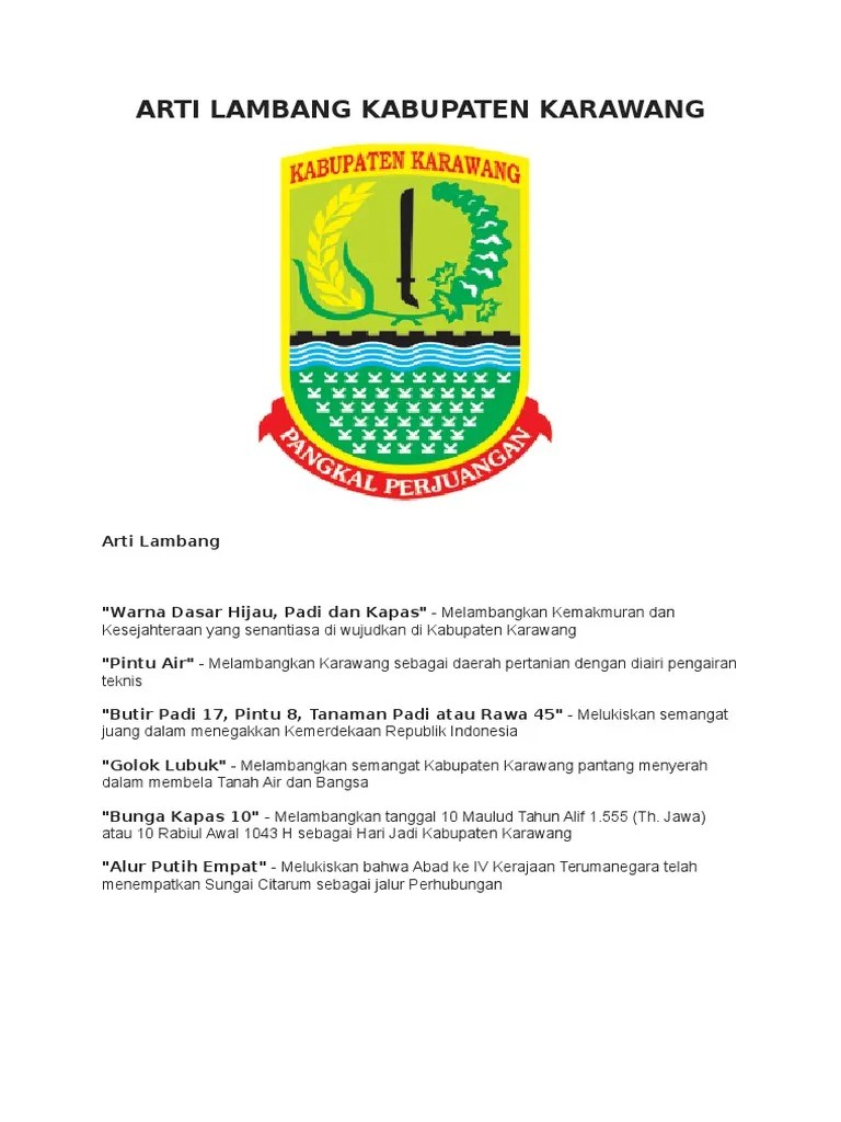 Warna dasar hijau, padi dan kapas : Arti Lambang Kabupaten Karawang Pdf