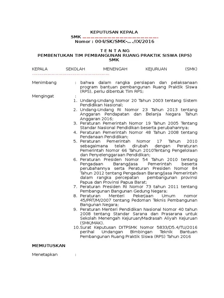 21.07.2019 · bersama surat ini kami mengundang bapak / ibu wali murid kelas 1 0 sm k yapisda untuk hadir pada : Contoh Sk Tentang Susunan Tim Pembangunan Rps Pdf