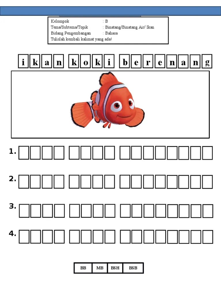 Apakah anda mencari gambar tentang gambar . Lka Lembar Kerja Anak Baca Tulis Ikan Pdf