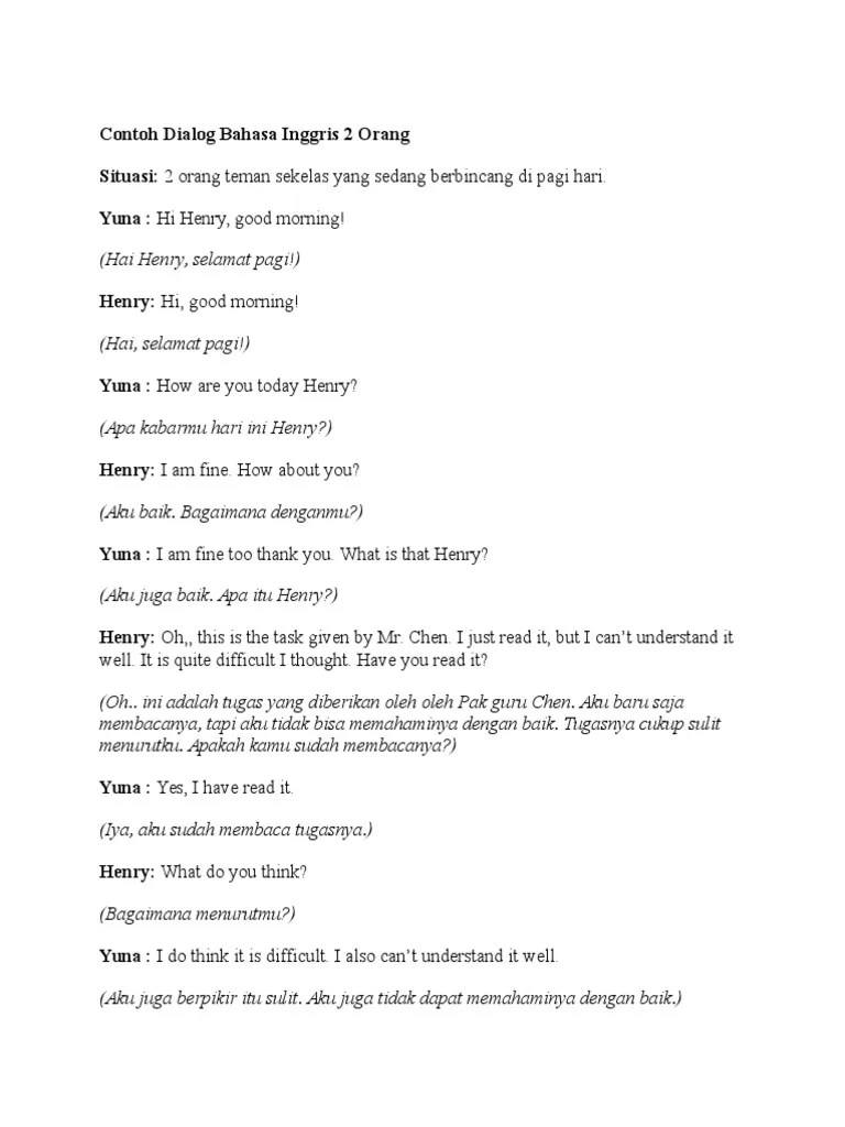 Dialog Bahasa Inggris 2 Orang Tentang Sekolah Singkat – Dengan