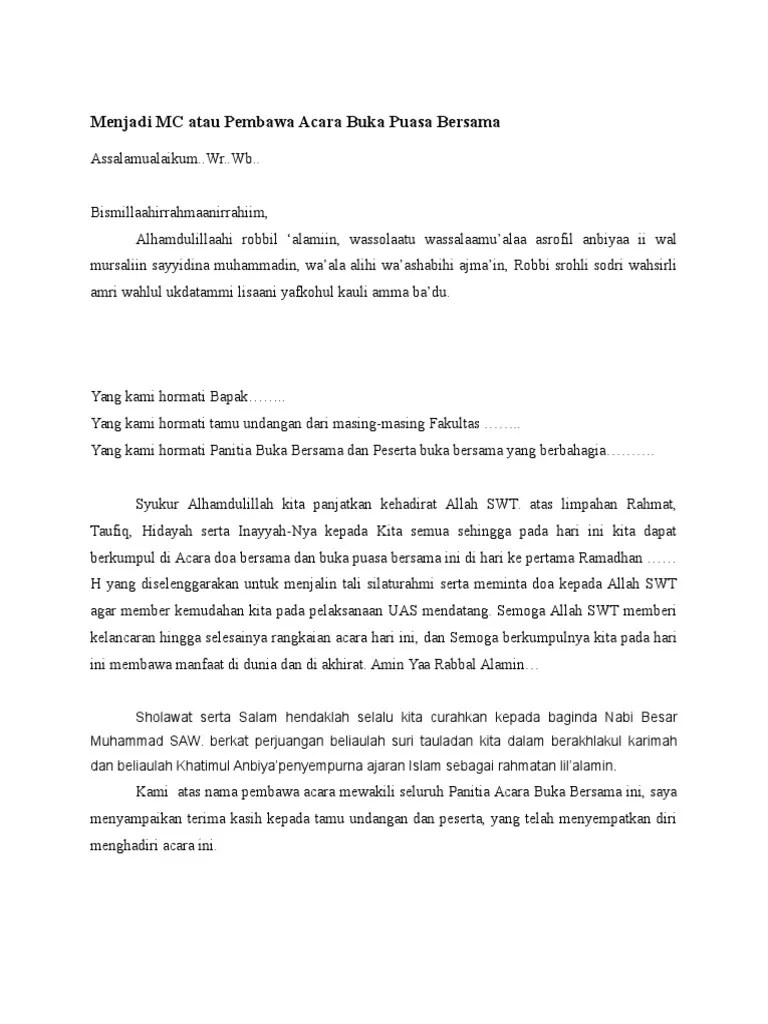 Menjadi MC Atau Pembawa Acara Buka Puasa Bersama | PDF