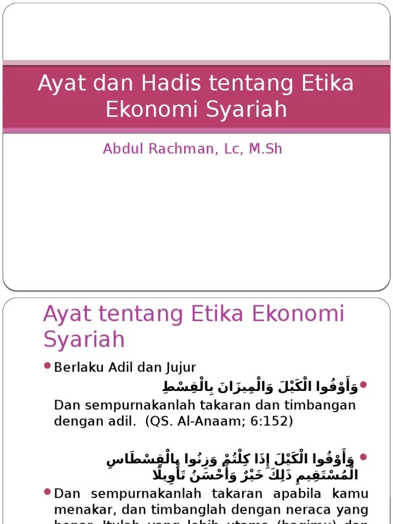 Hadis Hadis Ekonomi Syariah - Gambar Islami