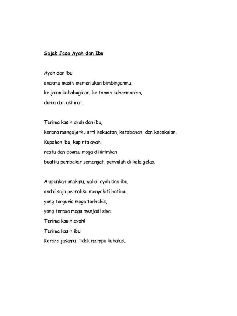 Puisi jasa ibu bapa koleksi puisi. Sajak Ibu Pdf