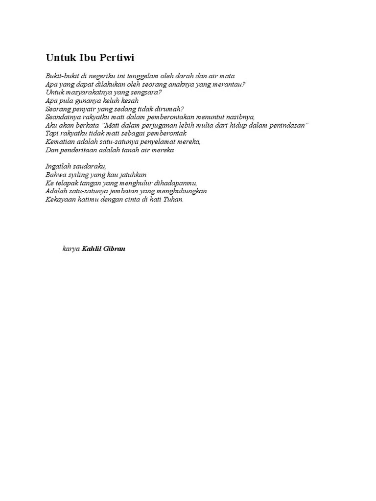 Puisi Untuk Ibu Pertiwi | PDF