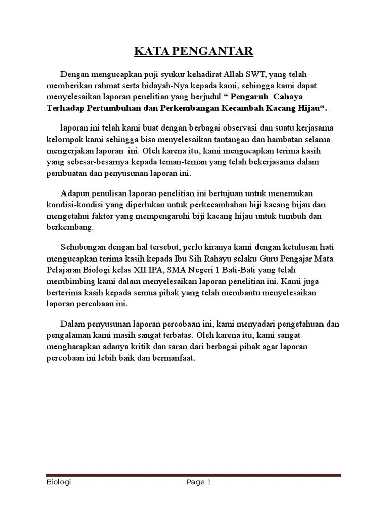 Surabaya, 28 februari 2013 penyusun kata pengantar laporan . Contoh Kata Pengantar Laporan Praktikum Biologi Seputar Laporan