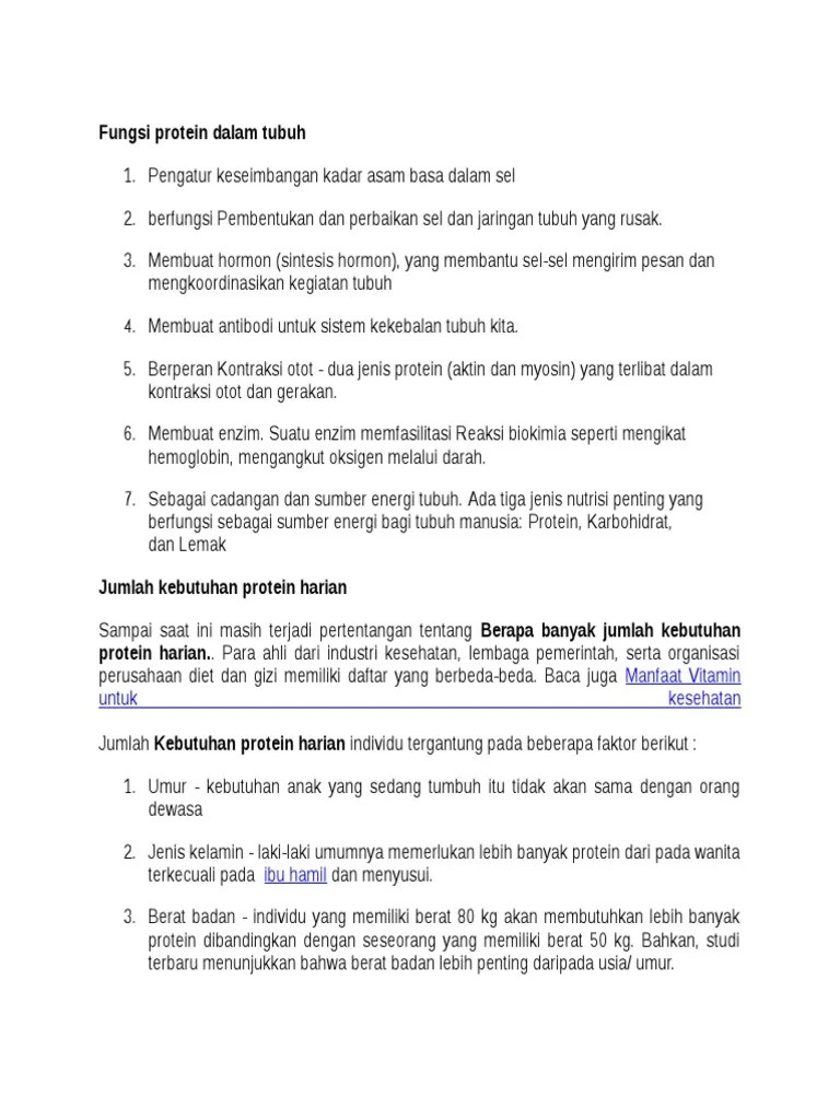 Fungsi Protein Dalam Tubuh | PDF