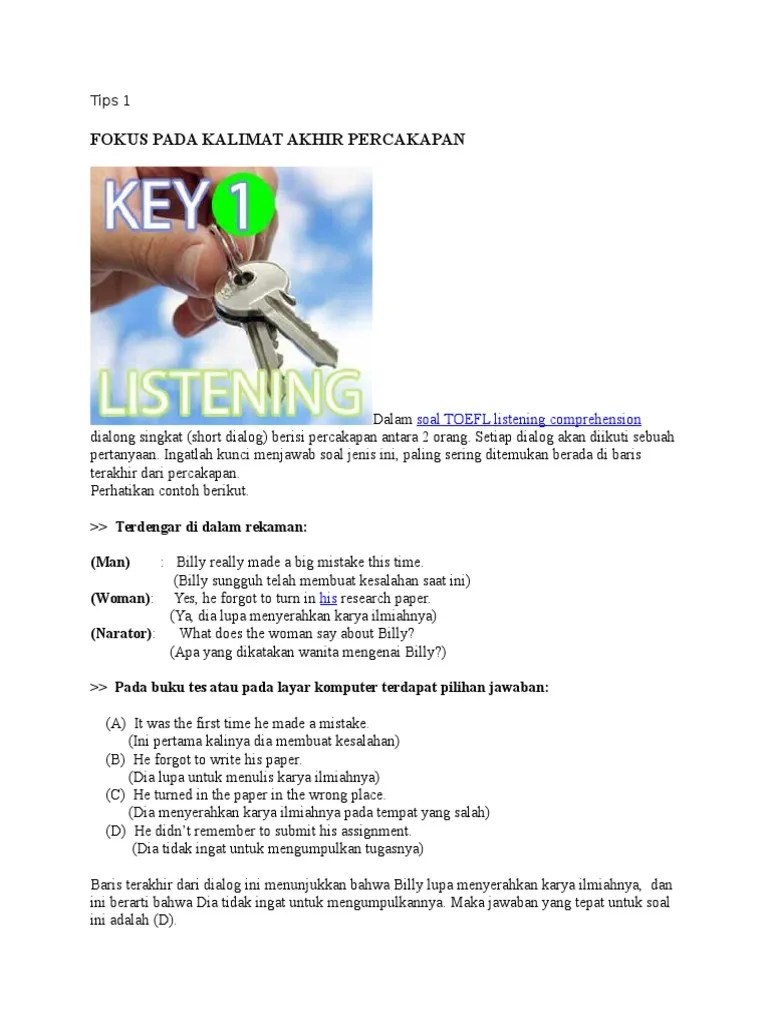 Tips Listening TOEFL