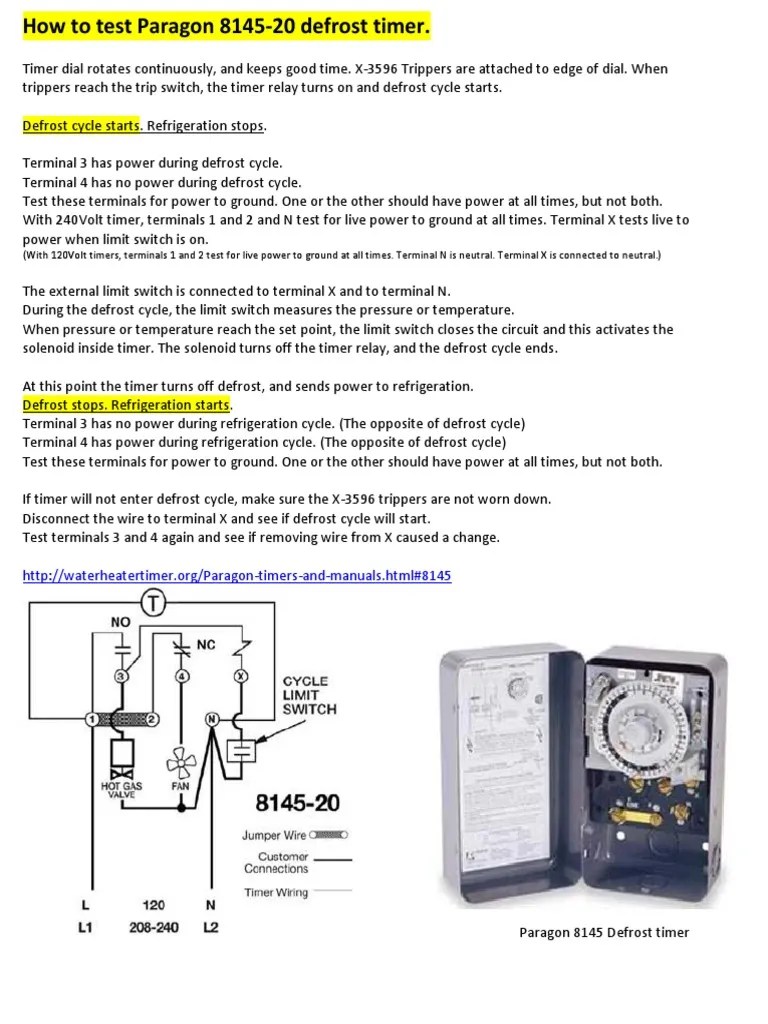 Scroll cursor to desired defrost times. How To Test Paragon 8145 Timer Derost Timer Pdf