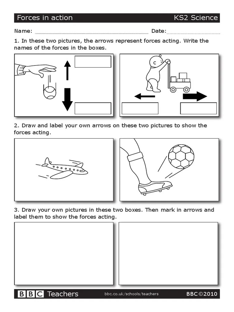 bbc teachers ks2 science worksheet forces