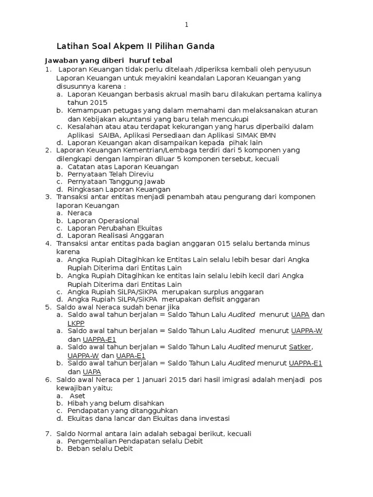 1.surat yang oleh wajib pajak digunakan untuk melaporkan perhitungan dan/atau pembayaran . Latihan Soal Pilihan Ganda