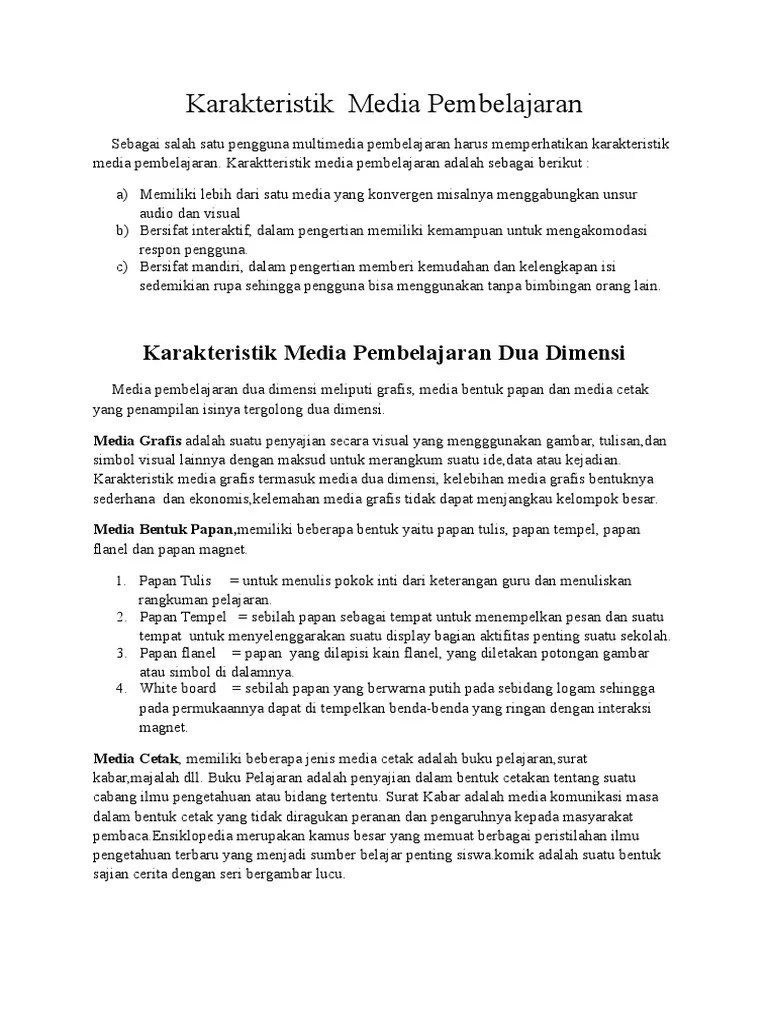 Karakteristik Media Pembelajaran | PDF