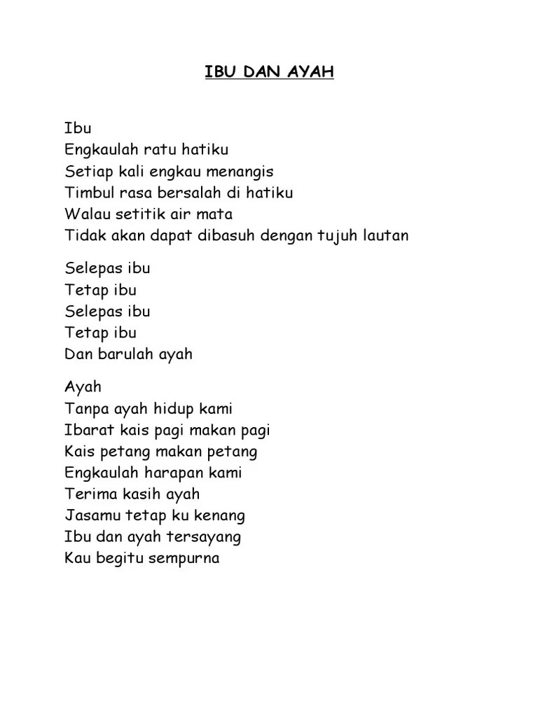 Sajak Ibu Bapa Pendek