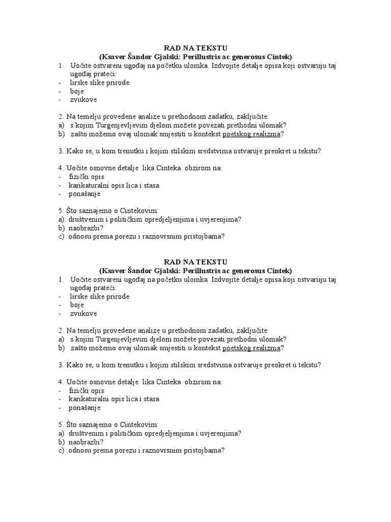 U njegovom djelu opis slike prirode neodvojiv je od života junaka, njihovog raspoloženja i unutarnjih iskustava. Cintek Rad Na Tekstu Pdf
