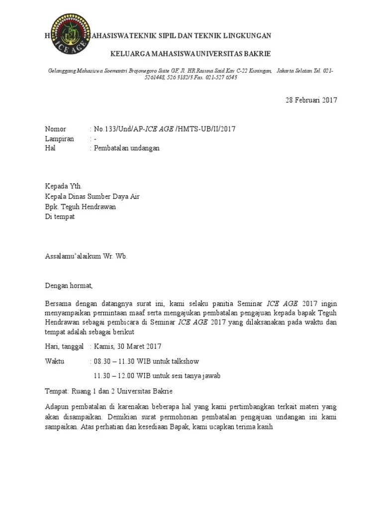 Surat Pembatalan Undangan | PDF