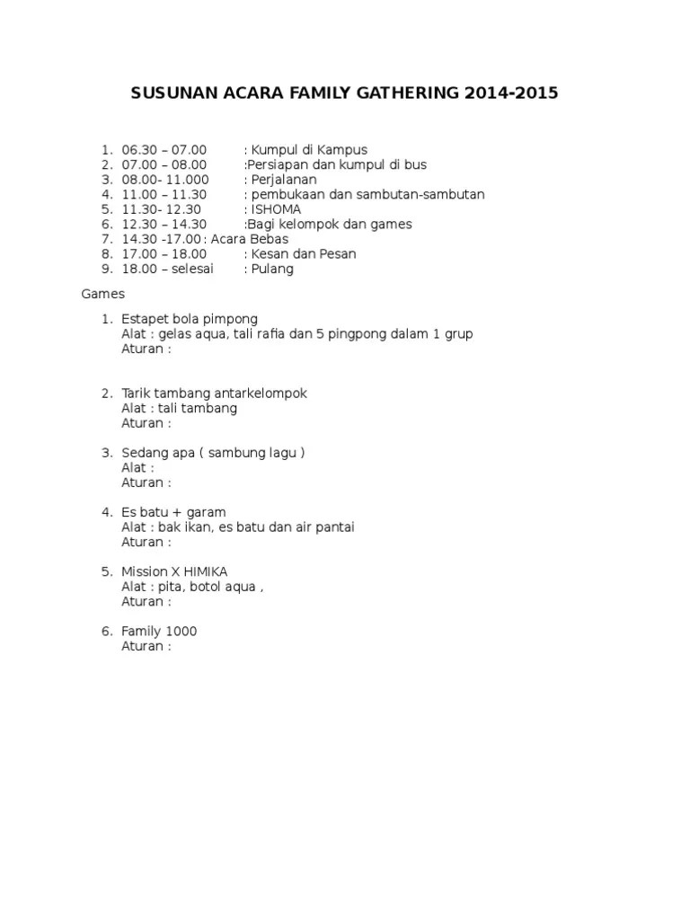 Susunan Acara Family Gathering Di Pantai - Revisi Id