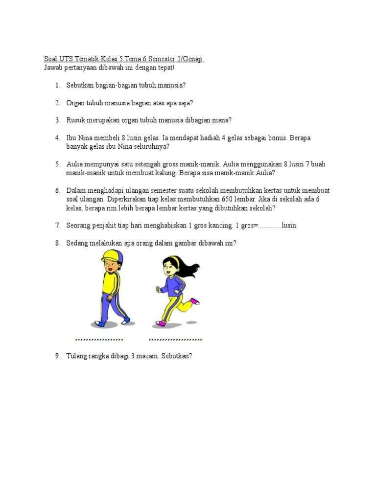 Soal UTS Tematik Kelas 5 Tema 6 Semester 2 | PDF
