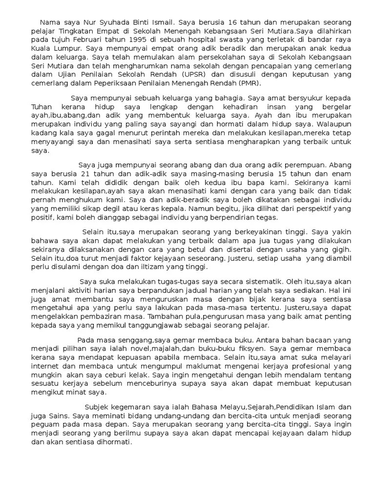 Hai, entri kali ni saya hendak cerita tentang diri saya. Karangan Diri Saya Pdf