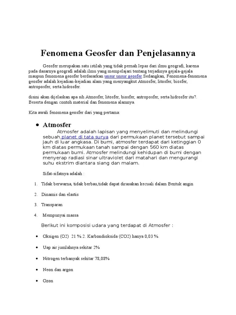 Fenomena Geosfer Dan Penjelasannya | PDF