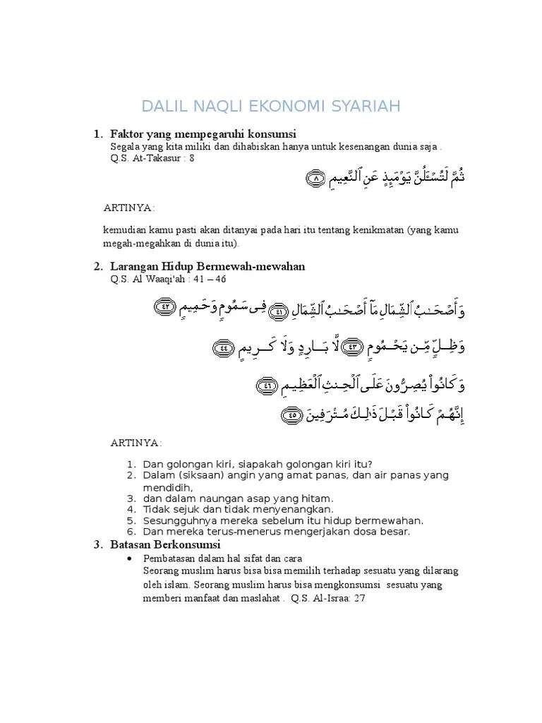 Dalil Naqli Ekonomi Syariah