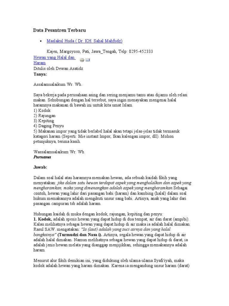 Hewan Haram Dan Yang Halal | PDF