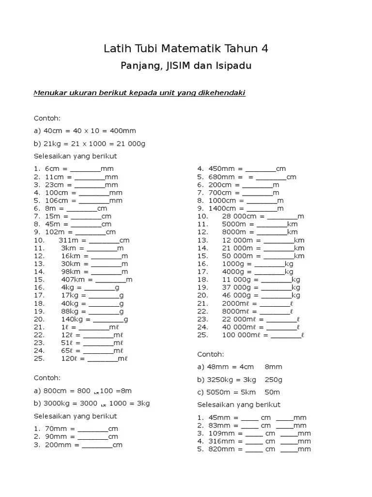 Webnov 06, 2020 · tahap penguasaan 2 (tp2) 1. Latih Tubi Matematik Tahun 4 Pdf