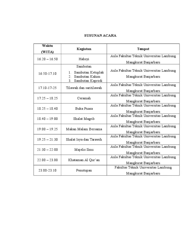 Susunan Acara Safari | PDF