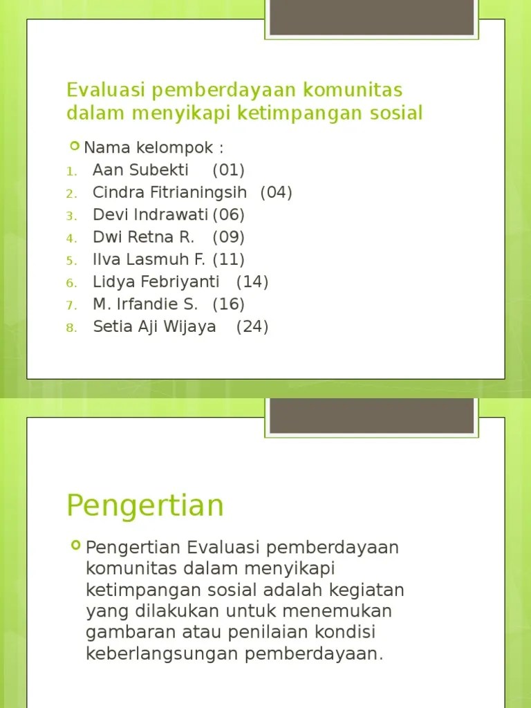 Evaluasi Pemberdayaan Komunitas Dalam Menyikapi Ketimpangan Sosial | PDF