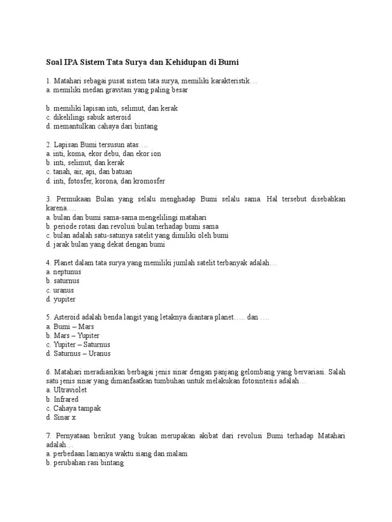 Soal Tentang Tata Surya Dan Jawabannya - Menata Rapi