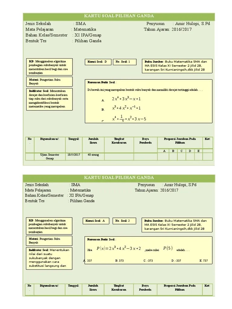 Matematika waktu jumlah soal tahun. Kartu Soal Matematika Kelas Xi Ipa Pdf