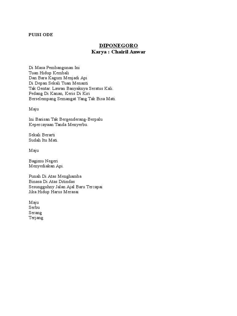 Makna Puisi Diponegoro Karya Chairil Anwar