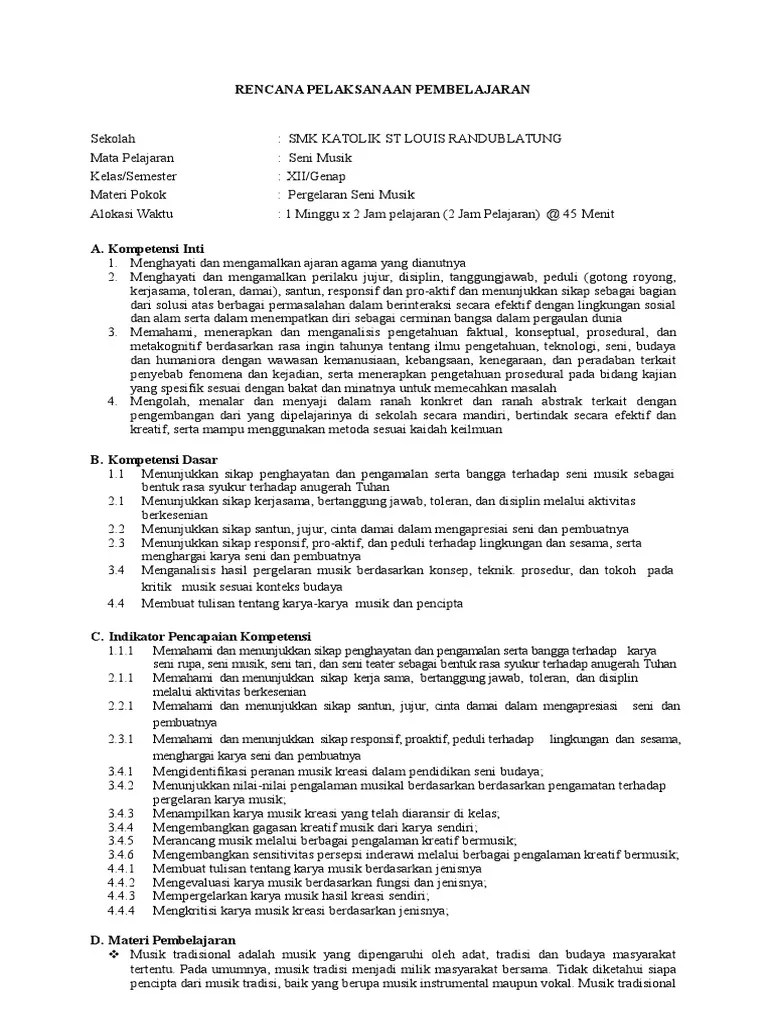 RPP Seni Musik Kelas XII | PDF