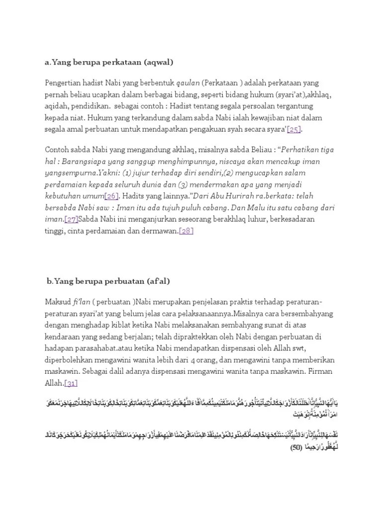 Contoh Hadis Taqririyah Pendek - Nusagates