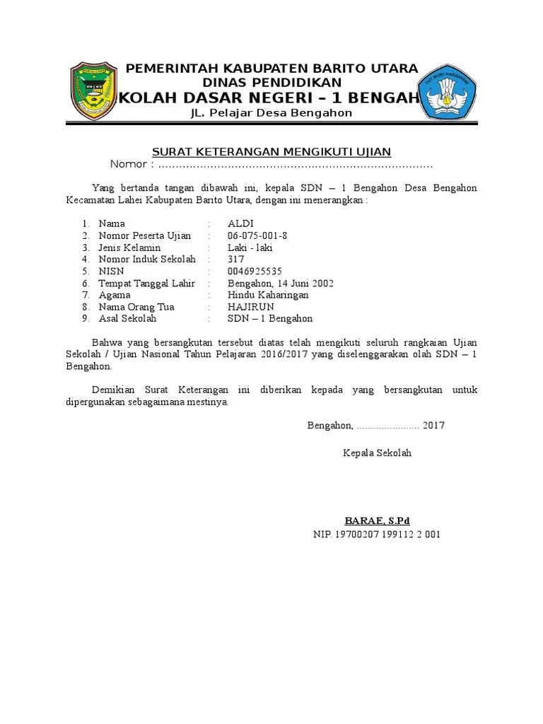 Check spelling or type a new query. Contoh Surat Keterangan Telah Mengikuti Ujian Nasional Berbagai Contoh