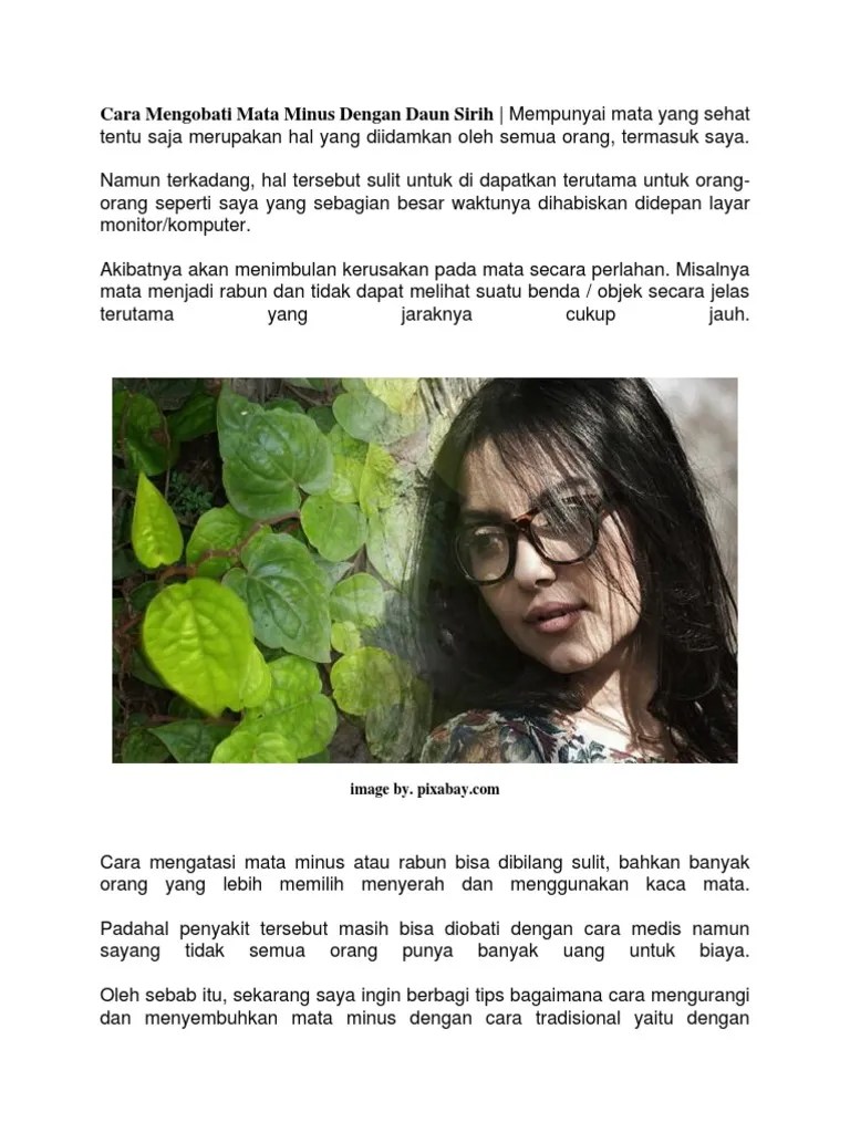 Cara Mengobati Mata Minus Dengan Daun Sirih | PDF