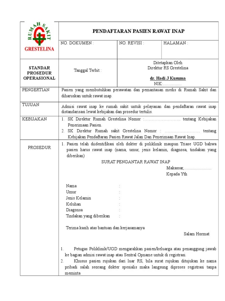 Spo Pendaftaran R.inap | PDF