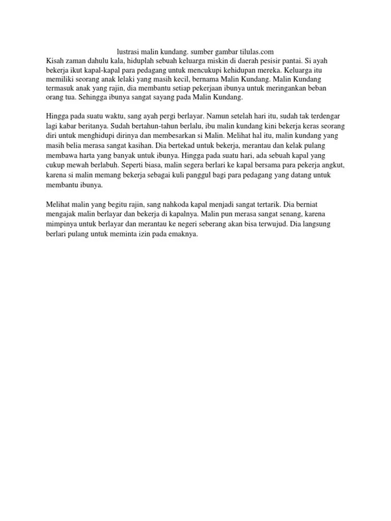 Lustrasi Malin Kundang | PDF