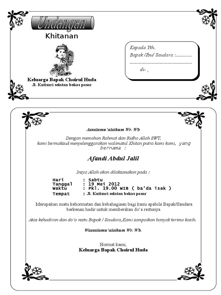 Contoh undangan khitanan bahasa sunda kangato saturday 19 may 2018 berikut . Contoh Undangan Khitanan Bahasa Sunda Tulisan